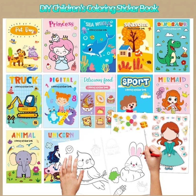 Kids Education Laptop - Coloring Book Children Sticker Books Fun