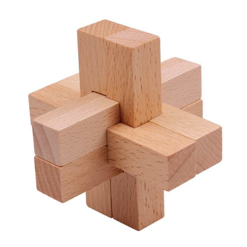 Brain Teaser Cube - Wooden Luban Puzzle for Adults Kids