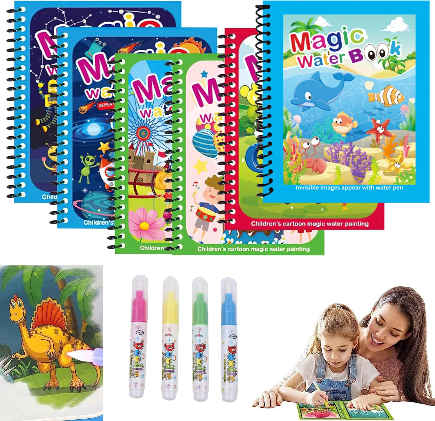 Kids Education Laptop - Reusable Coloring Water with Water Pen