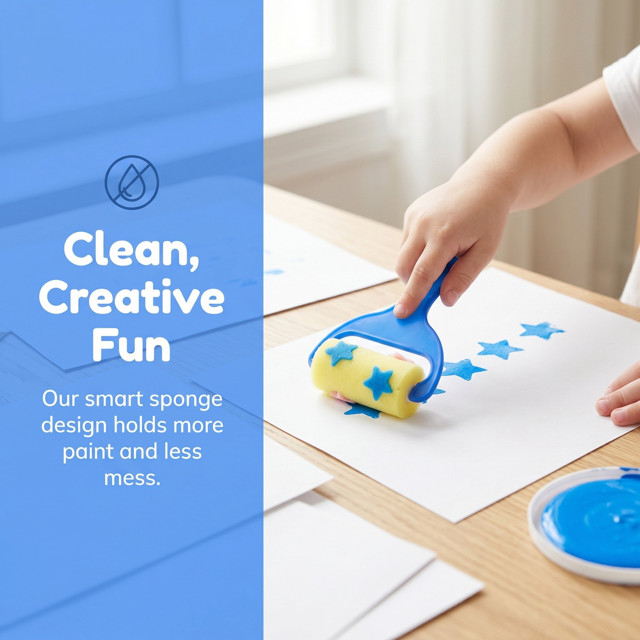 Kids Education Drawing - 2Set Sponge Drawing Roller Kit for