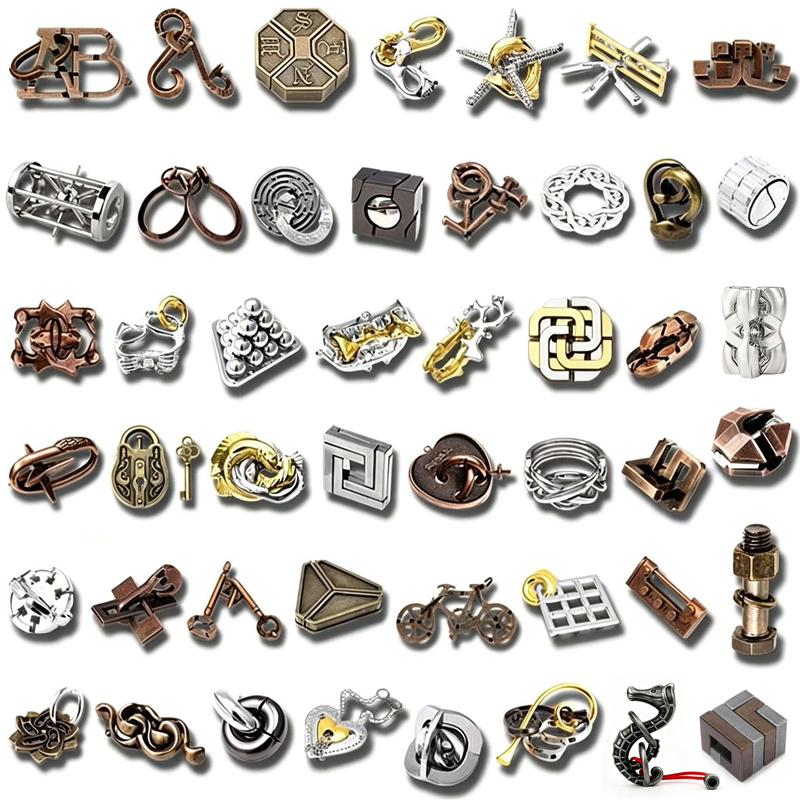 Brain Teaser Cube - Variety Brain Teaser Puzzle Games Metal