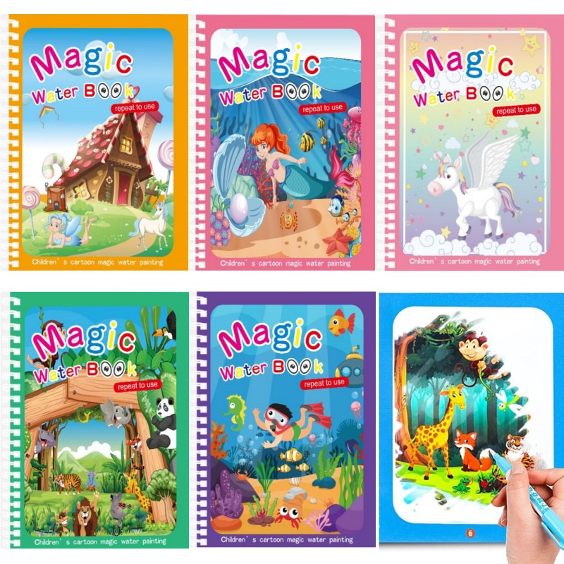 Kids Education Laptop - Children's Magic Water Drawing Book Montessori