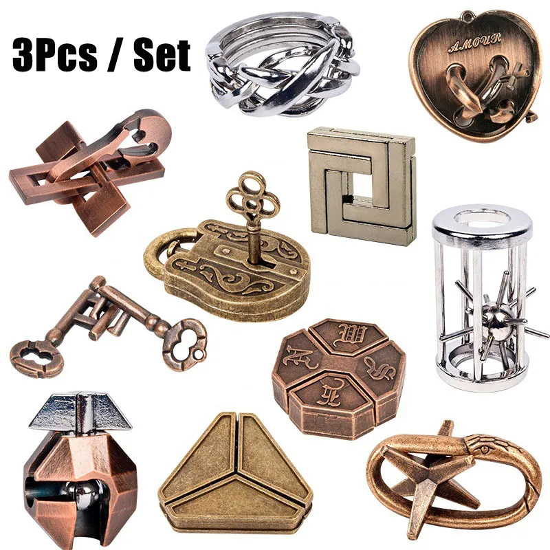 Metal Puzzle Brain Teaser 3PCS - đánh giá và giá Brain Teaser Cube