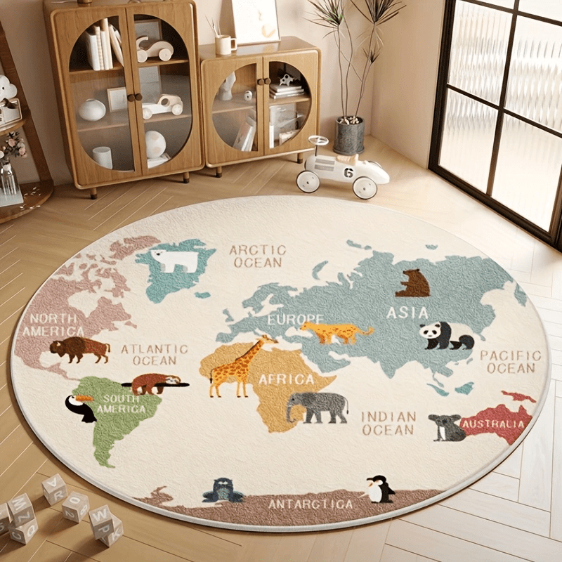 Kids World Map Rug Plush Play  - đánh giá và giá Kids Education Nursery