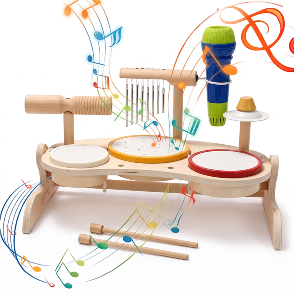 Kids Wooden Drum Set Musical T - đánh giá và giá Kids Education Table