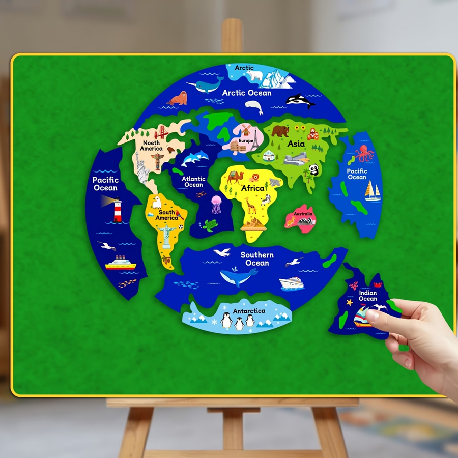 Kids World Map Felt Puzzle, In - đánh giá và giá Kids Education World